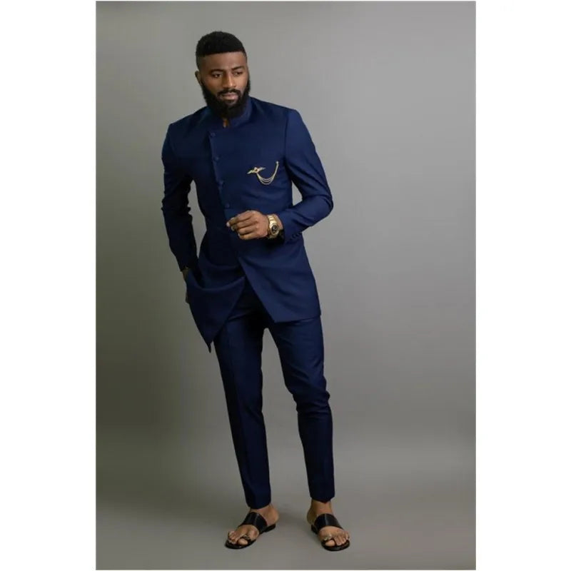 2025 New Arrival Navy Blue Men Suits 2 Pieces Groom Wedding Tuxedo Suits Groomsmen Blazers (Jacket+Pants)