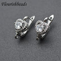 New Arrival Gold Plated Big Size Heart Shape CZ Stone Setting Fashion Women Jewelry Making Hook Earrings