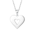 Costume Jewelry Pendant Necklace Valentine' s Day  love Couple Hollow Out Plain Silver Heart Pendant for Women Jewelry Necklace