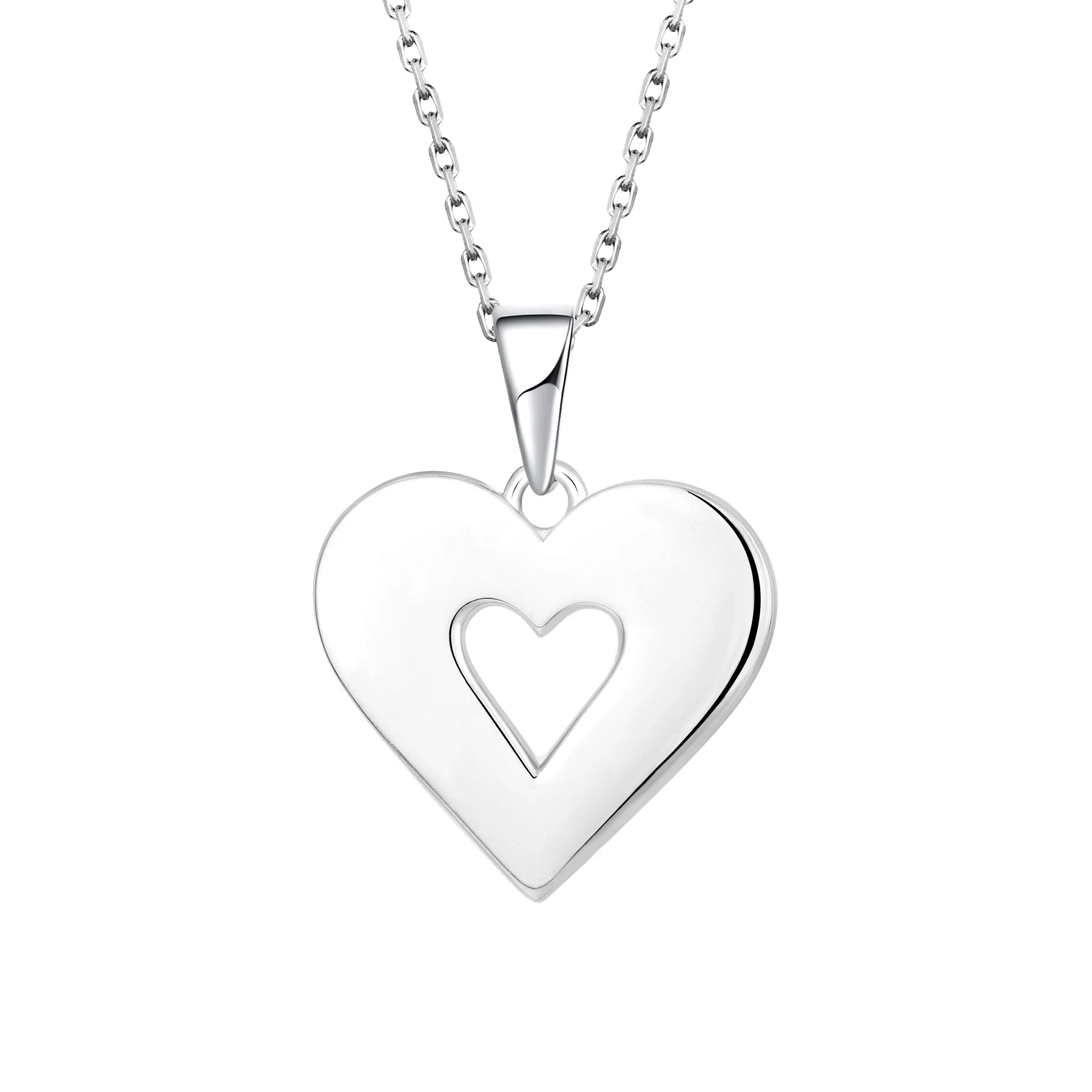 Costume Jewelry Pendant Necklace Valentine' s Day  love Couple Hollow Out Plain Silver Heart Pendant for Women Jewelry Necklace
