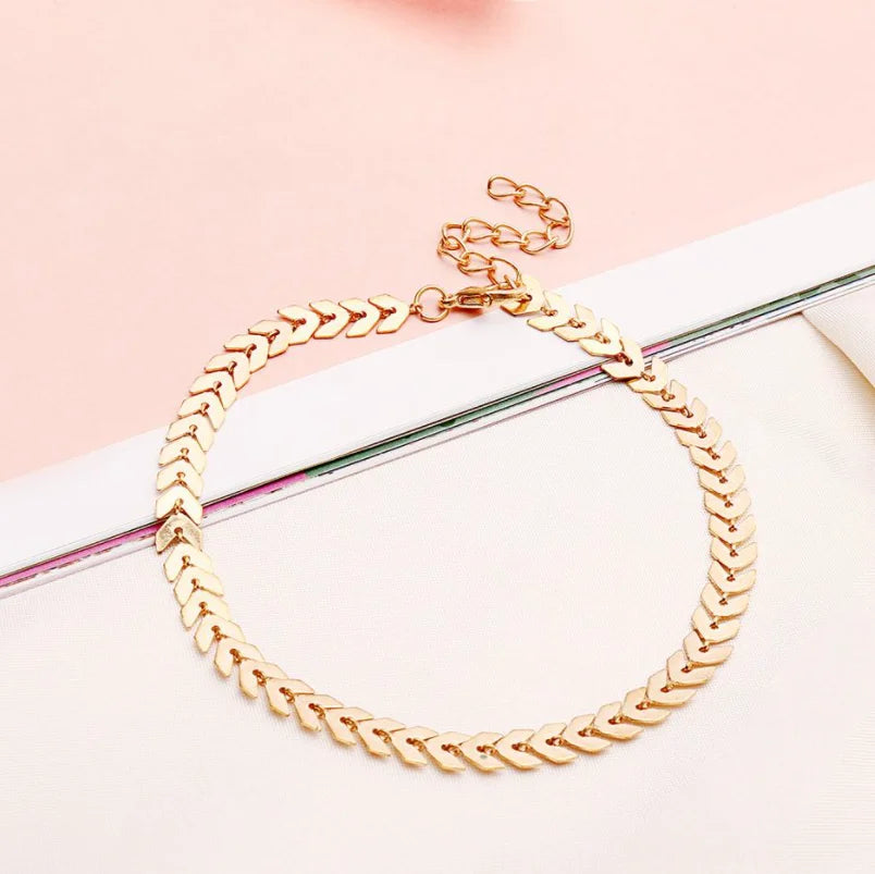 Fashion Dainty Charm Women Gold Plated Sequin Simple Anklets Beach Foot Anklets Chain Foot Jewelry
