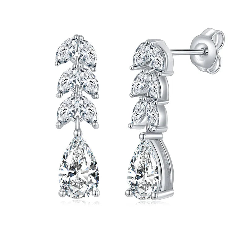 Pear Moissanite Earrings Factory Wholesale Price Moissanite Diamond 925 Sterling Silver Earring Making Supplies