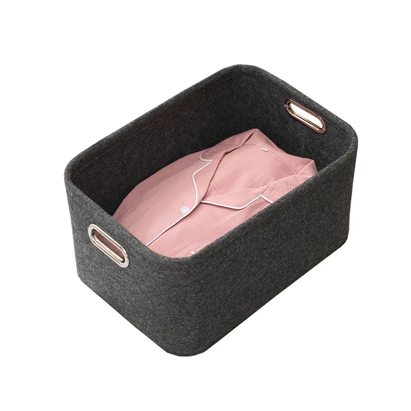 High-quality Felt Rectangular Grey Clothes Books Toys Storage Basket Box Carrying Handle From Hebei China
