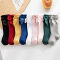 Wholesale Solid Color Big Bow Knee High Quality Long Soft Cotton Lace Spanish Baby Toddlers Kids Tube Socks