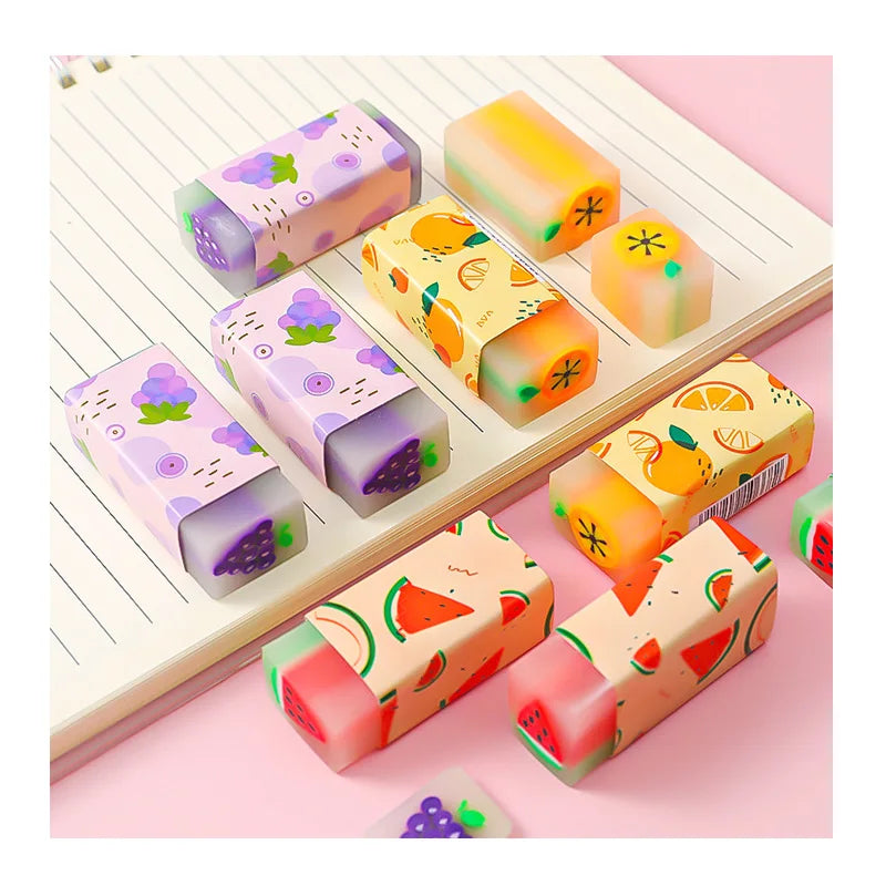 Cheap Promotion School Kids Girls Stationery Exam Pencil Cute Fruit Erasers