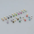 SP Wholesale Mini Screw Back Turquoise Stud Earring 925 Sterling Silver Colorful Zircon Flower Stud Earrings