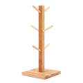 Customized Size Assembled Bamboo Mug Rack With Six Hooks