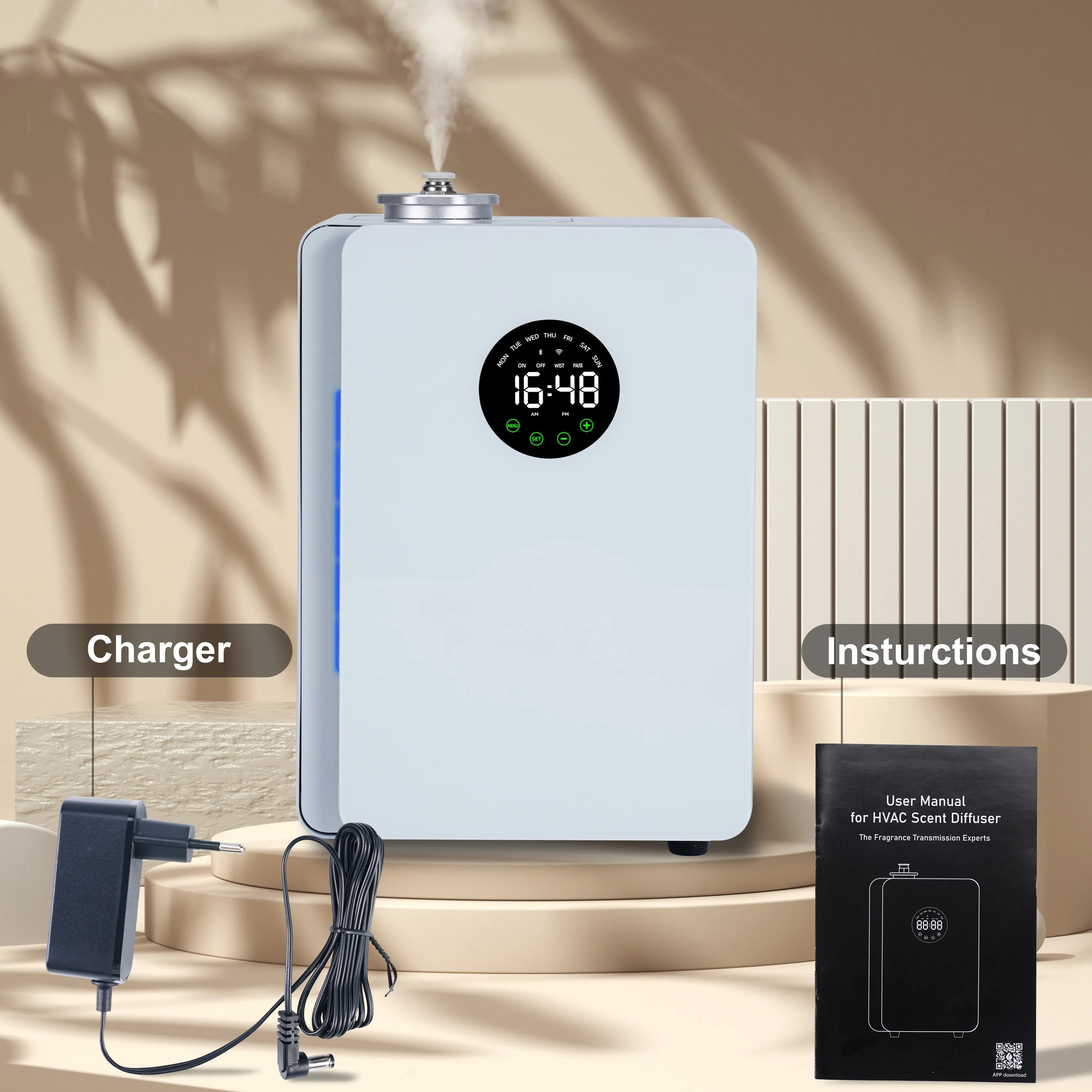 Portable 150ML Metal Auto-Shut-Off Essential Oil Diffuser for Bluetooth Controlled Electric Waterless Aroma Diffuser for Home Ho