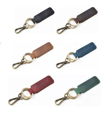 Drop Shipping 6 Pieces Leather Valet Keychain Handmade Gift Genuine Leather Key Chain with Belt Loop Clip for Keys