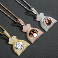 Hip Hop Memory Medallions Pendant Necklace Iced Out Cubic Zircon Custom Photo Money Bag Fashion CZ Picture Charm Necklace Gifts