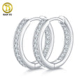 HanYu Trendy 925 Sterling Silver 18K White Gold Plated Radiant Cut Claw Setting D VVS Melee Moissanite S925 Huggie Earring