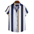 New Arrival Men's Hawaiian Print Casual Striped Shirts Summer Short-Sleeved Tops with Turn Collar XL Beach Wear Fashion Shirt