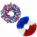 Fourth of July Wreath Decorations USA Red White Blue 18inch Wreath Patriotic Star Tinsel Wreath