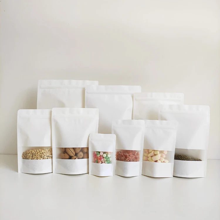 30x40cm Large Size Stand up White Kraft Paper Bag with Window