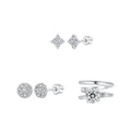 Qings Fashion Design Jewelry 925 Sterling Silver Moissanite Stud Fine Jewelry Four-Leaf Clover Hemisphere Double Layer Earrings