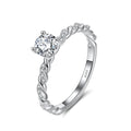APR06 RINNTIN 925 Sterling Silver Round Cut Cubic Zirconia CZ Platinum Twisted Rope Wedding Rings for Women