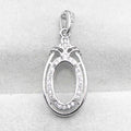 Sterling Silver 8*14mm Semi Mount Pendant Empty Frame Blank Support Setting S925 Base Holder Without Center Stone for DIY Inlay
