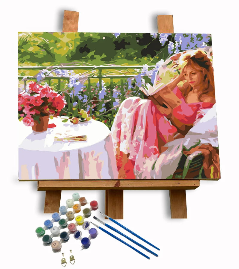 Paintido Diy Oil Painting Paint by Number Kit With Seven Colors Adult Numbers Canvas Drawing Brushes 40x50cm