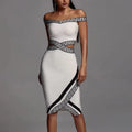 Women's Elegant White Dresses Formal & Stylish With Ribbons Decoration  Sleeveless Style Summer Knee-Length Dress