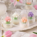 Handmade Tulip Bouquet Flower Shaped Scented Candles Gift Glass Jar Candle Cup for Valentine's Day Wedding Home Decoration