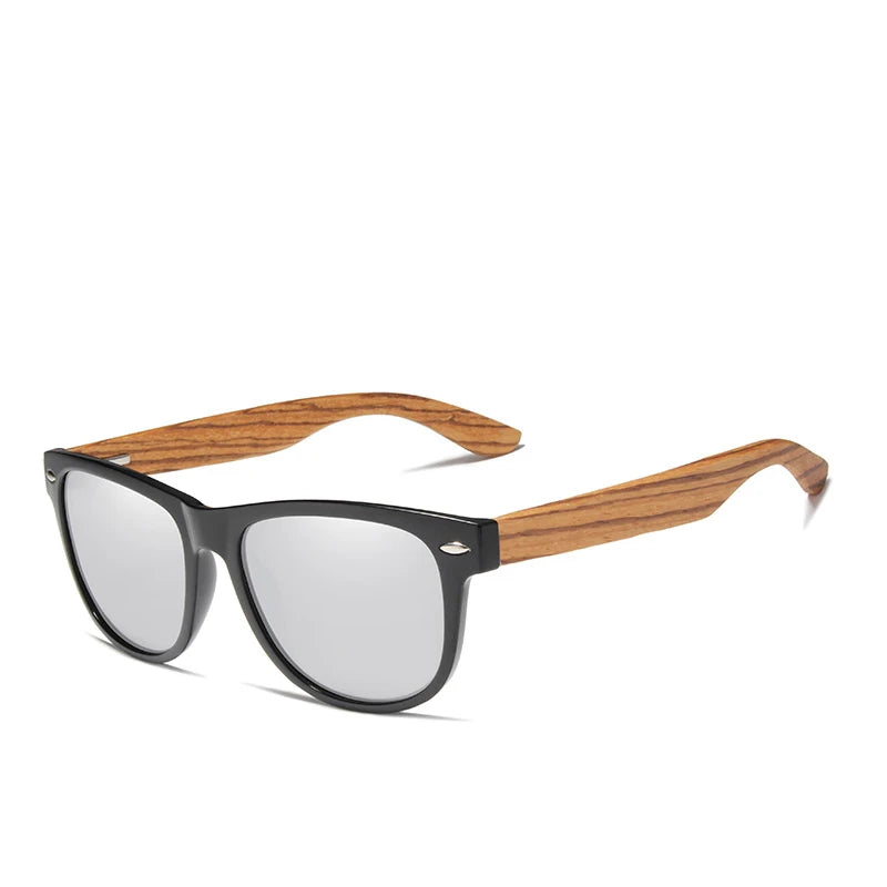 For KINGSEVEN 5789 Men's Wooden Square Sunglasses Polarized Mirror Lens Eyewear for Driving Protective Eyeglasses for Men Women