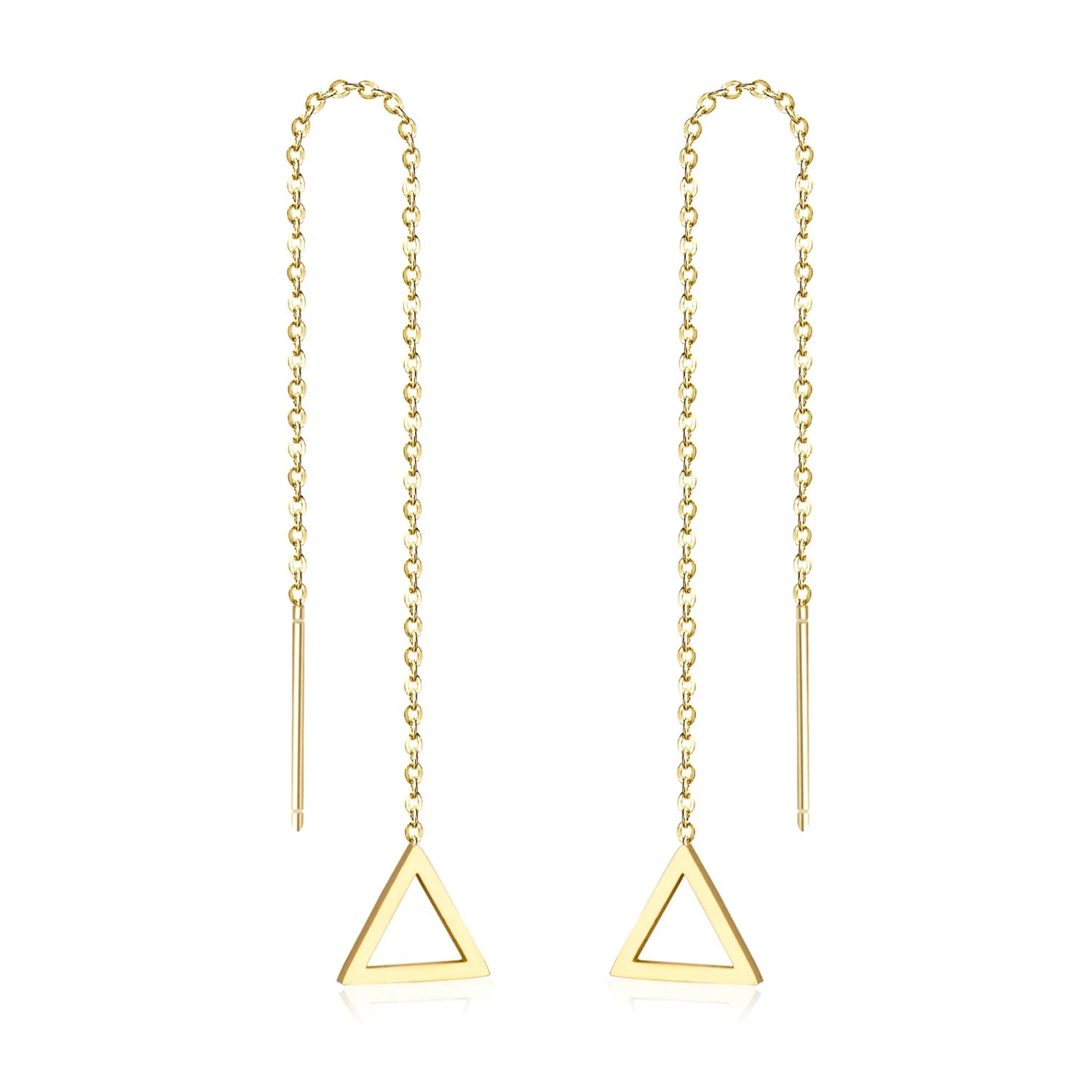Wholesale Triangle 18K Gold Plated Strip Drop Earrings Pendant Stainless Steel Wedding Party Nice Fashion Jewelry for Women