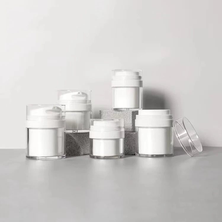 Mini Acrylic Vacuum Cosmetic Foundation Jar 15g/30g/50g Capacity Luxury Facial Cream Jar Plastic Cap Press-Type Liquid Lotion