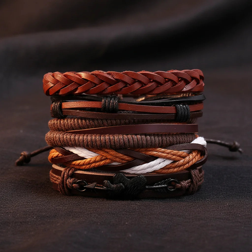 New Fashion Retro Multilayer Braided Leather Bracelets Men's & Women's Wrap Jewelry