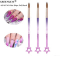New #10 #12 #14 Star Color Nail Brush Crystal Carving Star Nail Brush Purple Pink Gradient Metal Holder Painting Nail Art Brush
