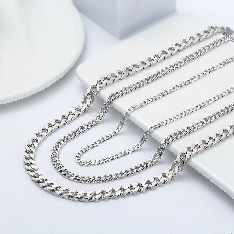 2.5mm 3mm 3.5mm 4mm 4.5mm 5mm Italy 925 Sterling Silver Cuban Link Chain Side Chain Accessories for Jewelry Making