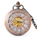 Antique Hollow Manual Bronze Hand Winding l Retro Roman Sun Mechanical Pocket Watches