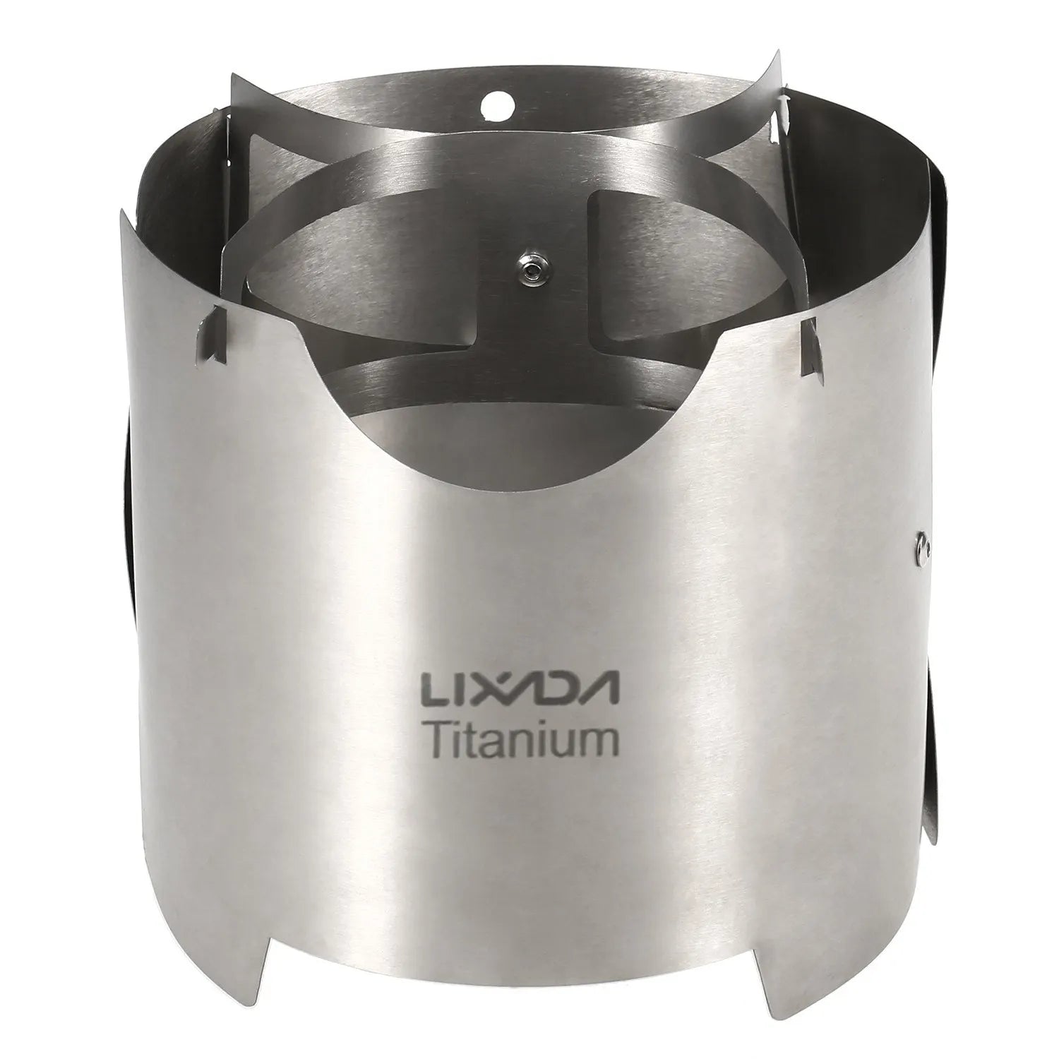 2-in-1 Windproof Folding Camping Titanium Wood Stove Windscreen Lightweight Portable Outdoor Cooking Wood Burning Stove