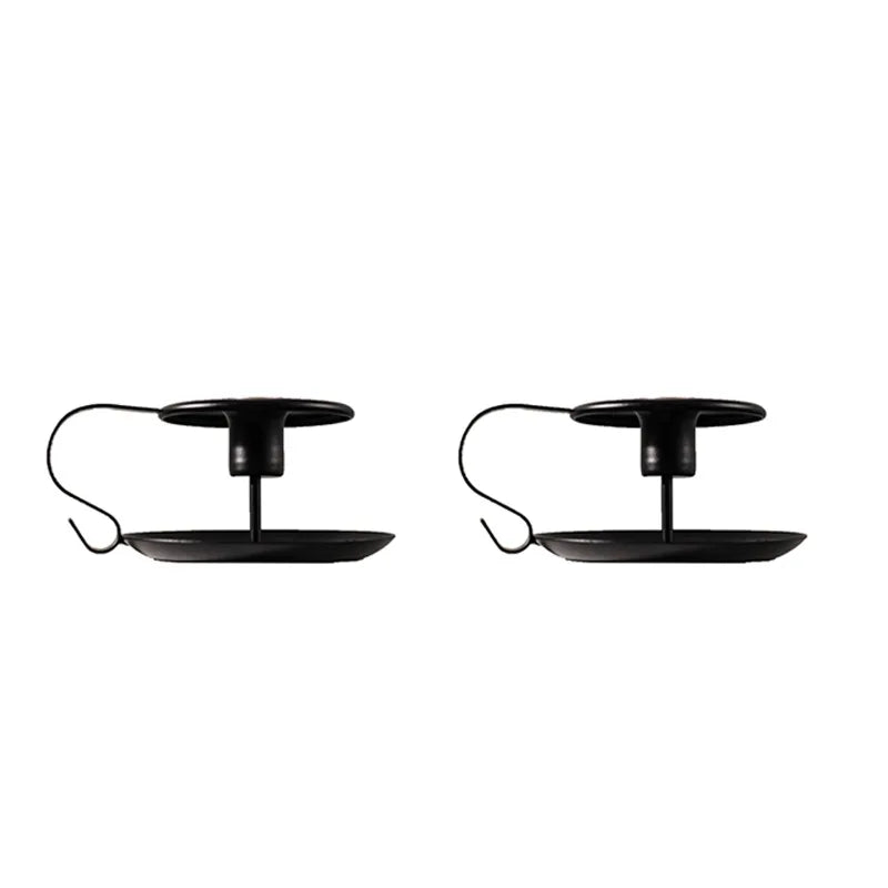 Factory Outlet Handmade Home Decor Pure Black Round Bottom Tray Metal Candle Holder Set for Valentine's Day