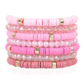 Colorful Polymer Clay Bracelet Set for Women Girls Bohemian Multilayer Bracelet Valentine's Day Bracelet