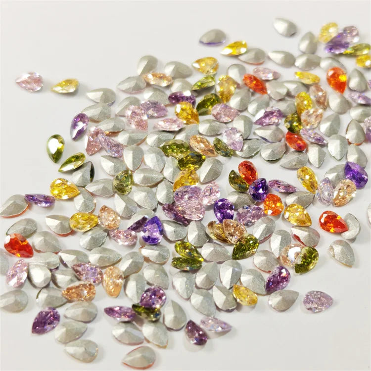 Hisenlee 2X3MM Water Drop Shape Zircon Rhinestone Eco-Friendly 3D Luxury Nail Art Decoration 100Pcs/Bag