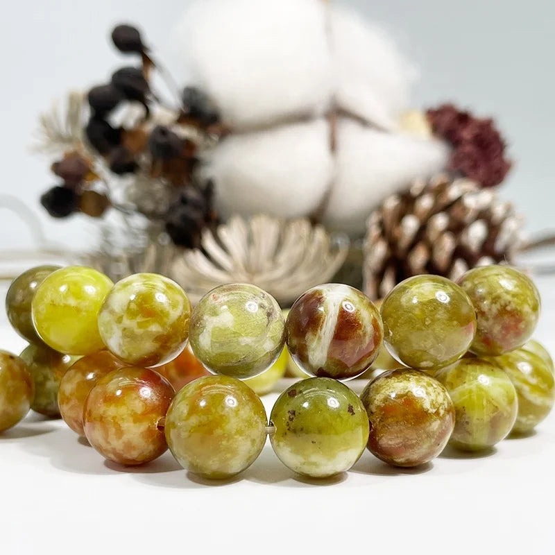 Wholesale Natural Green Serpentine Round Green Serpentine Gemstones Loose Beads for Jewelry Making