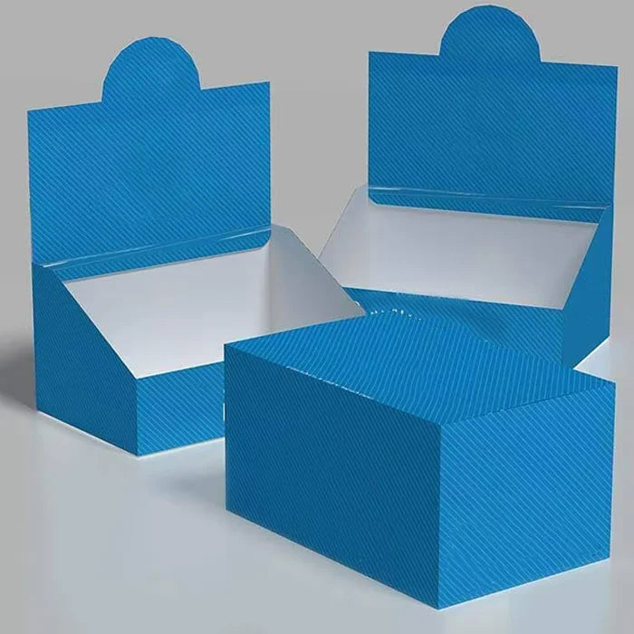 Retail Snack Packaging Self Erecting Moisture Proof Cardboard Tear Boxes Embossing Matt Lamination Recycled Materials Shelf