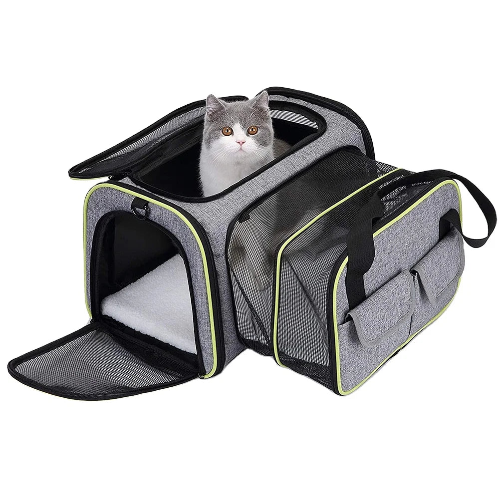 Cenkinfo Airline Approved Cat Carriers Soft Cat Carrier Foldable Dog Bag  Ventilate Expandable Pet Travel Carriers