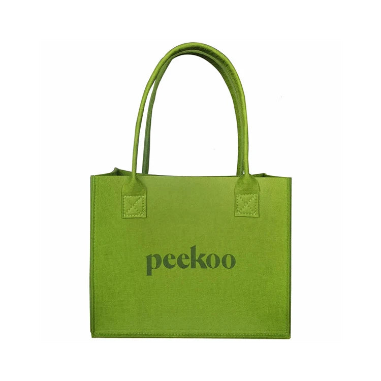 Large Capacity Tote Storage Bag Portable Fashion Multipurpose Green Felt Shopping Bag for Clothes