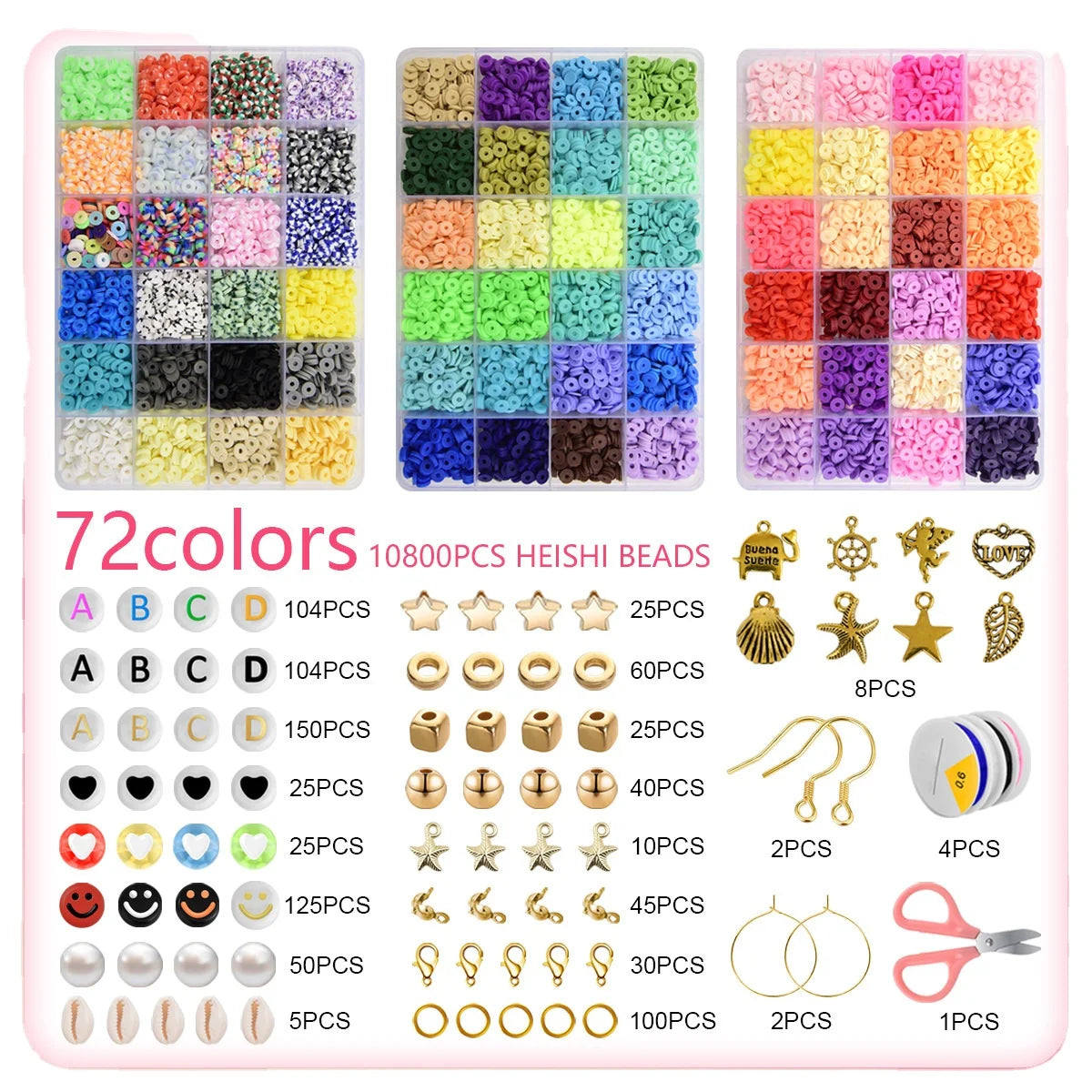 JLT Hot DIY Toy Multi-Color 6mm Round Ceramic Clay & Porcelain Bead Kit Letter Smile Face Designs Bracelet Making