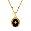 Fashion Oval Pendant Necklace Hot Selling Jewelry Waterproof Stainless Steel Black Necklace