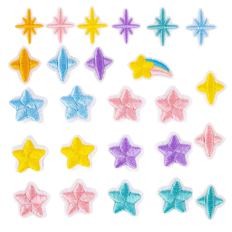 Iron On/ Sticker Stock Mini  Cute  various Embroidery Star  Patch for Luggage Tag Bag Decoration