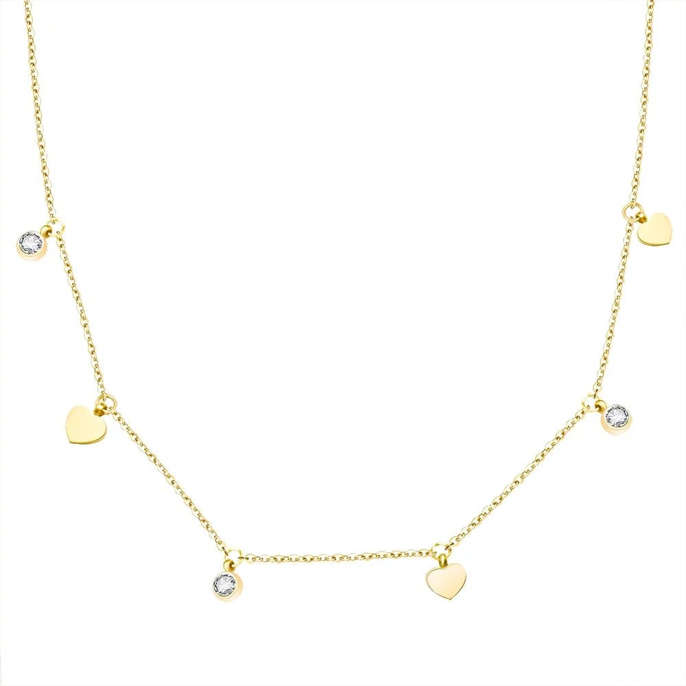 Kpop Delicate and Minimalist 18 K Gold Plated Heart Clavicle Pendant Necklace