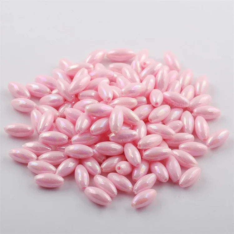 Hisenlee Wholesale 6X12MM Acrylic Ellipse Lustrous Grain Polished DIY Hand Chain Making Beads 1.5mm Hole 2500pcs 500g/bag JJ0030