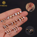 Stainless Steel Women Fashion Jewelry Gold Plated Ear Piercing Set Cubic Zirconia Butterfly Stud Earrings