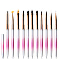 YALIXIN Professional Nail Brush UV Gel Brush Liner Painted 3D Carved Flat Oval Hair Custom Logo Gradient Metal Handle Nylon