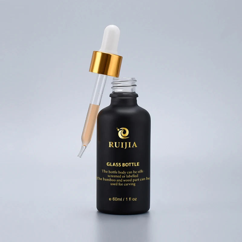 Custom logo 5ml 10ml 15ml 20ml 30ml 50ml 100ml Matte Black White Essential Oil Glass Dropper Bottle