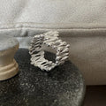 Birthday Gifts Ring S925 Pure Sterling Silver Vintage Tear-drop Wide Chunky Finger Ring for Women