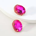 2023 New Arrivals Women Glass Crystal Big Stud Earring Luxury Oval Unique Design Bridal Crystal Earrings for Women