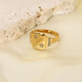 New Fashion Design Paved Cz Rings Stainless Steel 18k Gold Plated North Star Zircon Ring for Party Gift